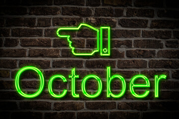 Fototapeta premium neon sign October