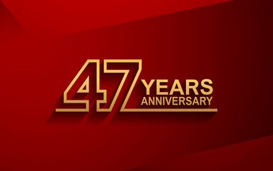 47 years anniversary line style design golden color with elegance red background for celebration © VECTORKURO
