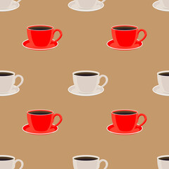 Coffee seamless pattern design. Decorate text in brown colors.