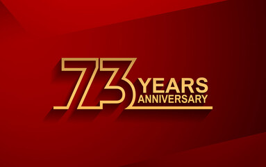 73 years anniversary line style design golden color with elegance red background for celebration