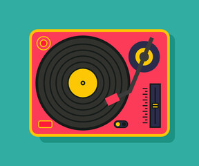 Vinyl player turntable icon. Retro style, party