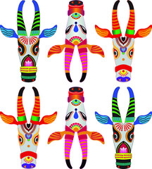 kala thala or bull (paper mache) mask. Kerala. south India It can be used for a coloring book, textile/ fabric prints, phone case, greeting card. logo, calendar. In Kalamkari /Madhubani style