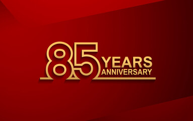 85 years anniversary line style design golden color with elegance red background for celebration