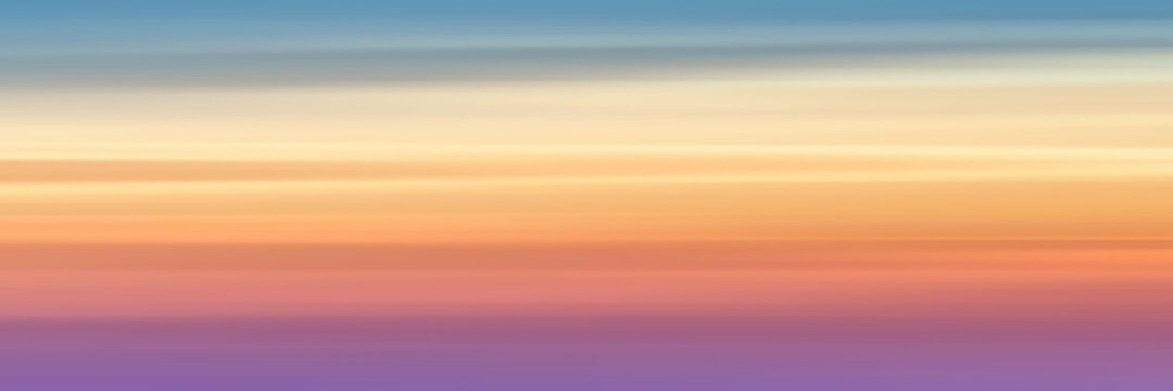 Panoramic view of the picturesque sky. Vector realistic sunrise.	