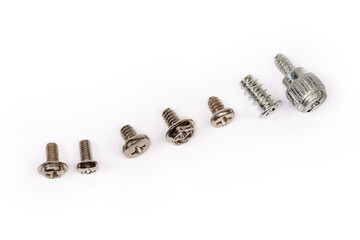Fototapeta premium Different cross recessed sheet metal screws and machine screws