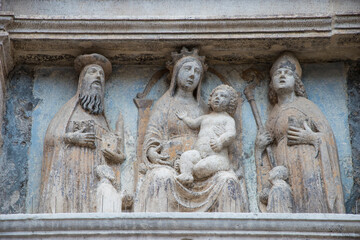 Sculpture in the streets of the city of Venice, Italy, Europe.