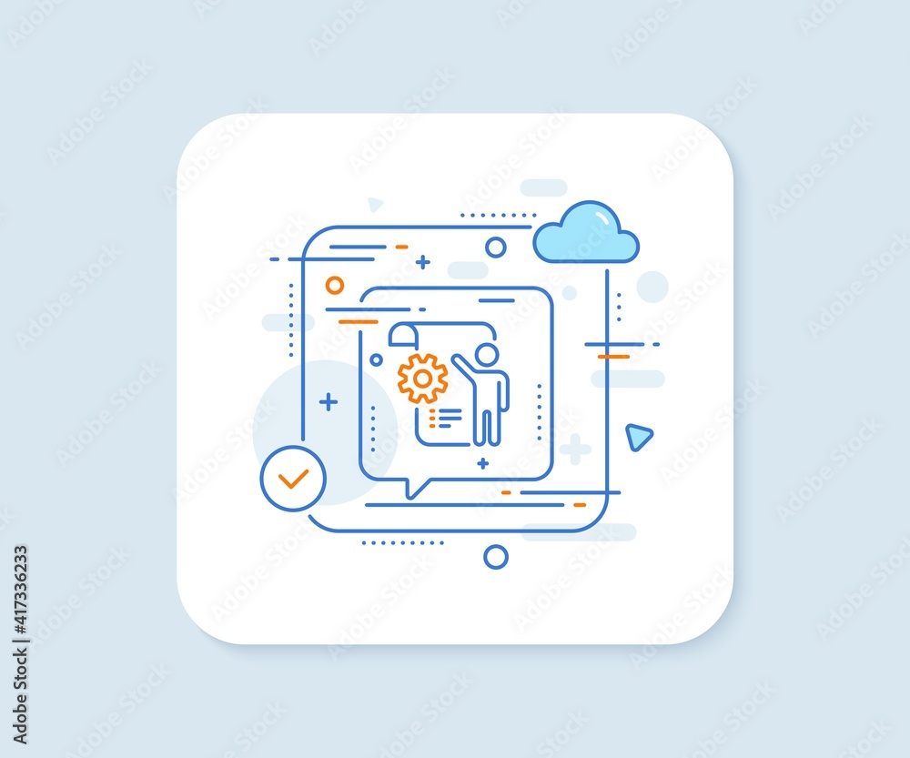 Poster settings blueprint line icon. abstract vector button. engineering cogwheel tool sign. cog gear symbo