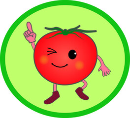 かわいいトマトのキャラクターアイコン