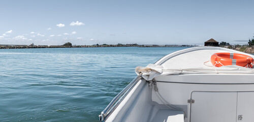 Yacht close-up on sailing in the sea