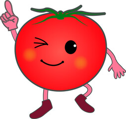 指差しをするかわいいトマトのキャラクター