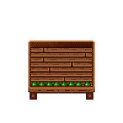 Vegetable shop pixel art. Pisum sativum in a wooden crate. Pisum sativum,  food pixel art icon isolated on white background. Pisum sativum stall. Showcase with vegetable waste. Vector illustration.
