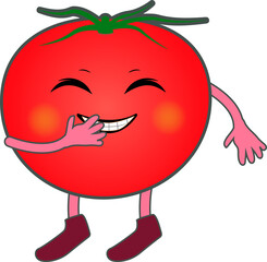 クスクス笑うかわいいトマトのキャラクター