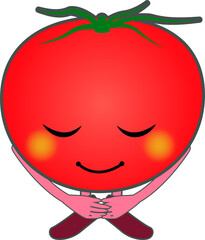 お辞儀をするかわいいトマトのキャラクター