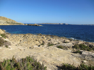 Secluded rocky bay on the island of Gozo 