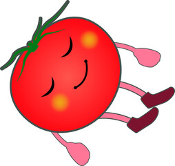 寝るかわいいトマトのキャラクター