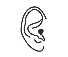 Human ear on a white background. Symbol. Vector illustration.
