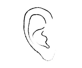 Human ear on a white background. Symbol. Vector illustration.