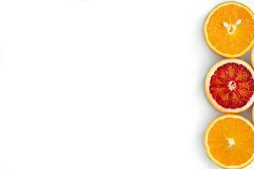 Group of oranges slices on white background