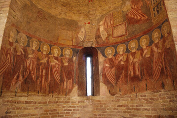 Moscufo - Abruzzo -  Abbey of Santa Maria del Lago - 13th century fresco depicting the twelve...