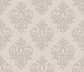 Damask seamless pattern element. Vector classical luxury old fashioned damask ornament, royal victorian seamless texture for wallpapers, textile, wrapping. Vintage exquisite floral baroque template.