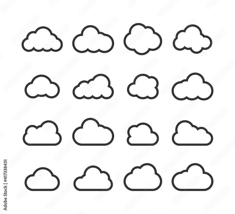 Aufkleber clouds collection. cloud vector icons. clouds in line simple design. vector illustration
