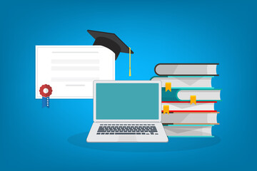 Online learning. Concept of webinar, business online training, education on computer or e-learning concept, video tutorial illustration.	 - obrazy, fototapety, plakaty