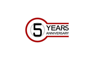 5 years anniversary with circle outline red color isolated on white background for company