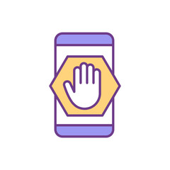 Phone addiction decreasing RGB color icon. Setting limits. Increasing concentration. Mobile phone overuse. Gadgets for distraction. Minimizing smartphone checking. Isolated vector illustration