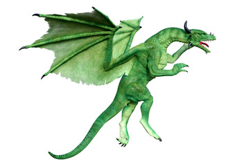 3D Rendering Fairy Tale Dragon on White