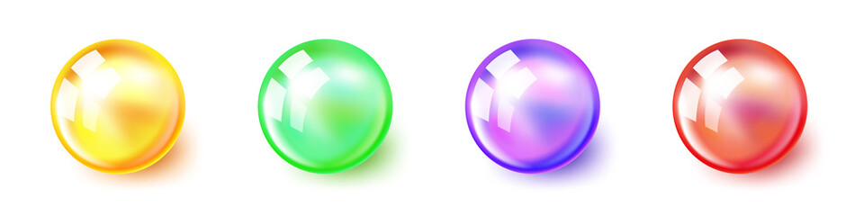 Set of color glossy balls. Vector bright balls isolated