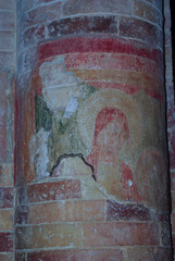 Moscufo - Abruzzo - Abbey of Santa Maria del Lago - Detail of columns with fresco