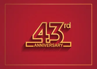 Foto op Aluminium 43 anniversary design with simple line style golden color isolated on red background © VECTORKURO