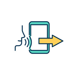 Obraz premium Voice calling RGB color icon. Incoming call. Messaging app. Conversation with people in real-time. Using phone internet connection. Information exchanging by voice. Isolated vector illustration