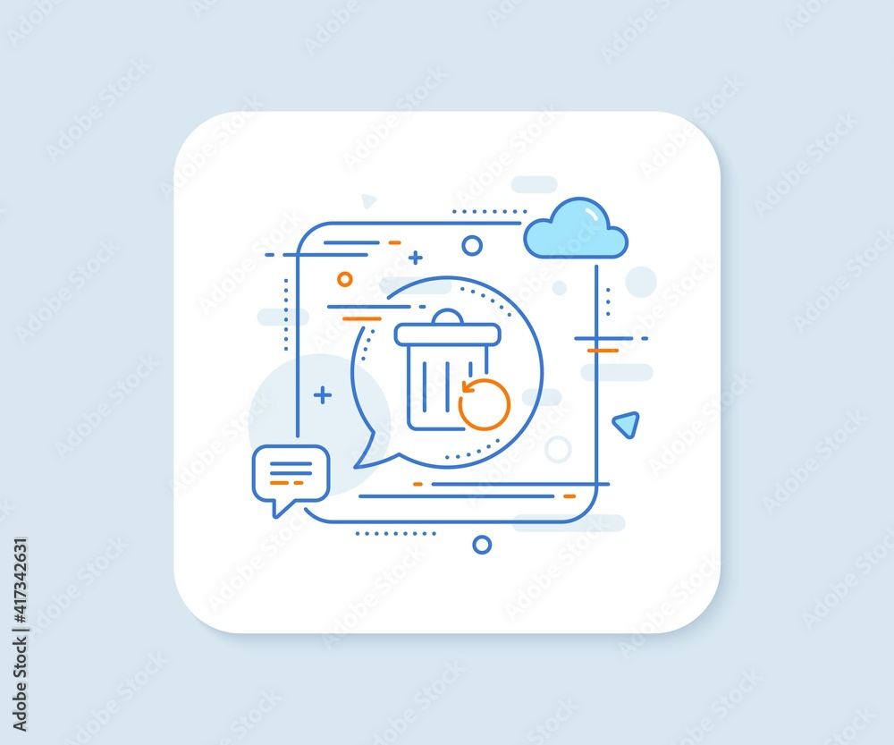 Poster recovery trash bin line icon. abstract square vector button. backup data sign. restore information s