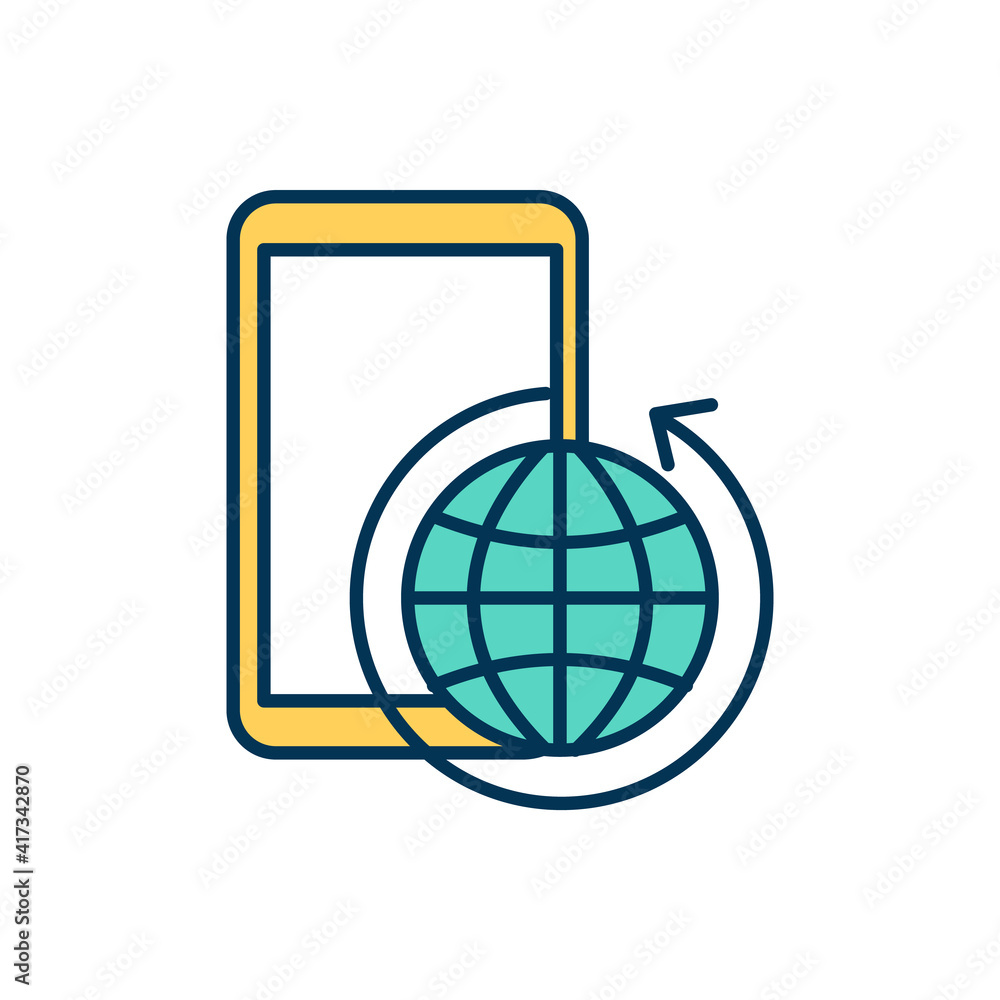 Poster mobile internet rgb color icon. high-speed network experience. cellular telephone service. daily int