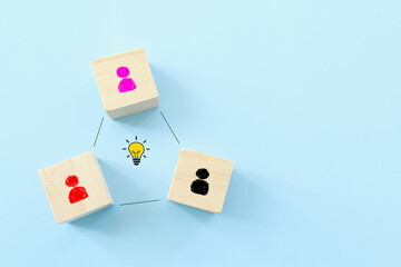 Business Concept image of revealing an idea, finding the right solution during creative process. teamwork and brainstorming