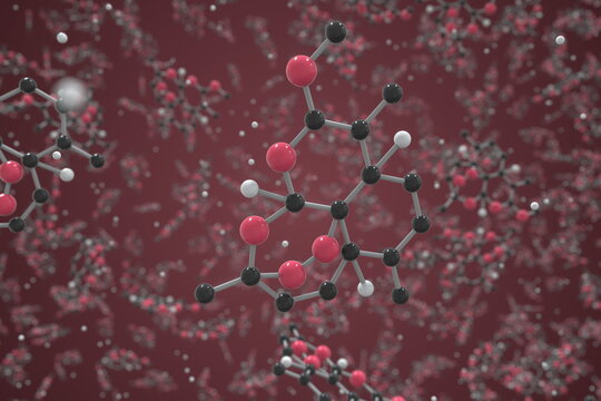 Artemether molecule. Ball-and-stick molecular model. Chemistry related 3d rendering