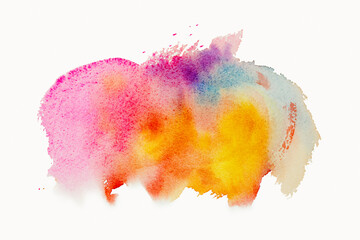 Bright watercolor paint yellow-pink-blue brush stroke. Abstract illustration