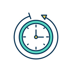 Time tracking RGB color icon. Daily schedule, routine. Worked hours measurement. Time allocation automatization. Productivity maximization. Tracking efficiency. Isolated vector illustration