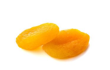 Dried apricots on a white background