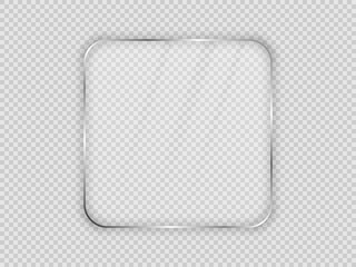 Glass plate in rounded square frame