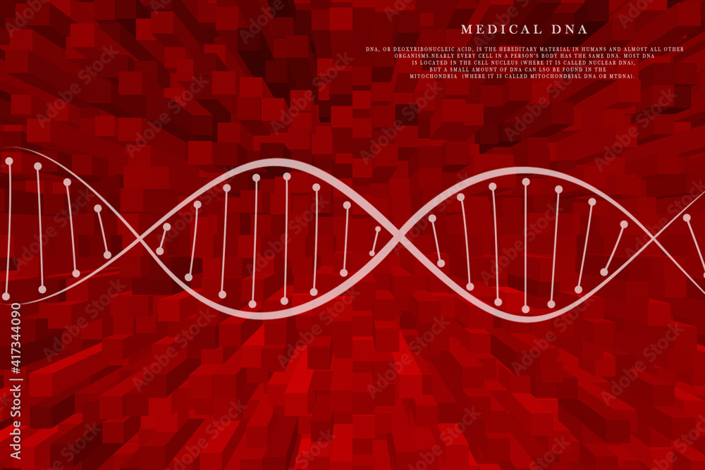 Poster 2d render of dna structure, abstract background