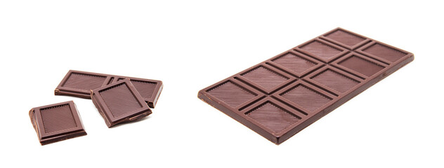 dark chocolate bar isolated on white background