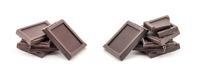 Chocolate bars stack isolated on white background