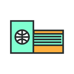 Vector illustration of summer holidays attributes on background. Passport and documents icon.
