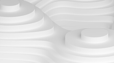 Obraz premium Abstract paper cut terrain or landscape topography layers background with grey to white gradient
