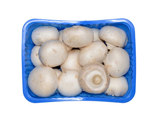 Chompignon mushrooms in a blue box