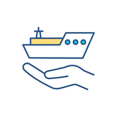 Preventative ship maintenance RGB color icon. Regular sea going vessels checking and repairing. Boats appearance maintaining. Providing safe environment for crew. Isolated vector illustration