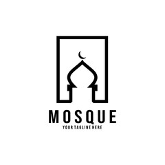 mosque logo vector line art vintage illustration design
