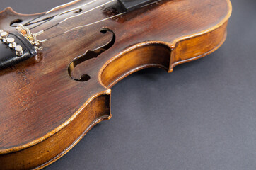 Fototapeta premium Violin music instrument of orchestra closeup